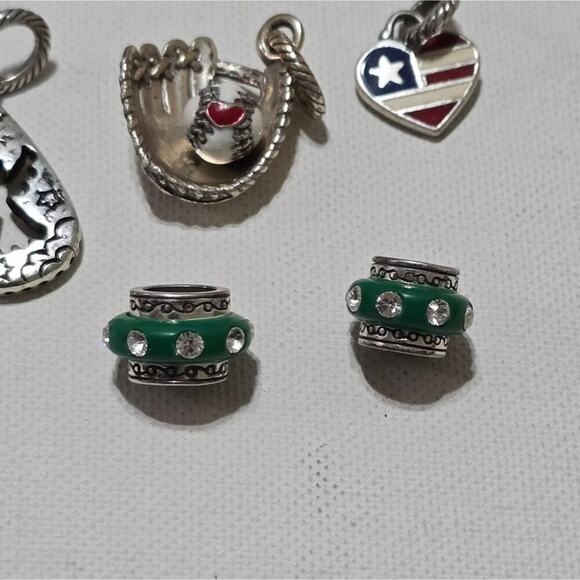 Brighton Bundle of Charms and Spacers Green Initial Angel baseball Glove Heart - Picture 7 of 7